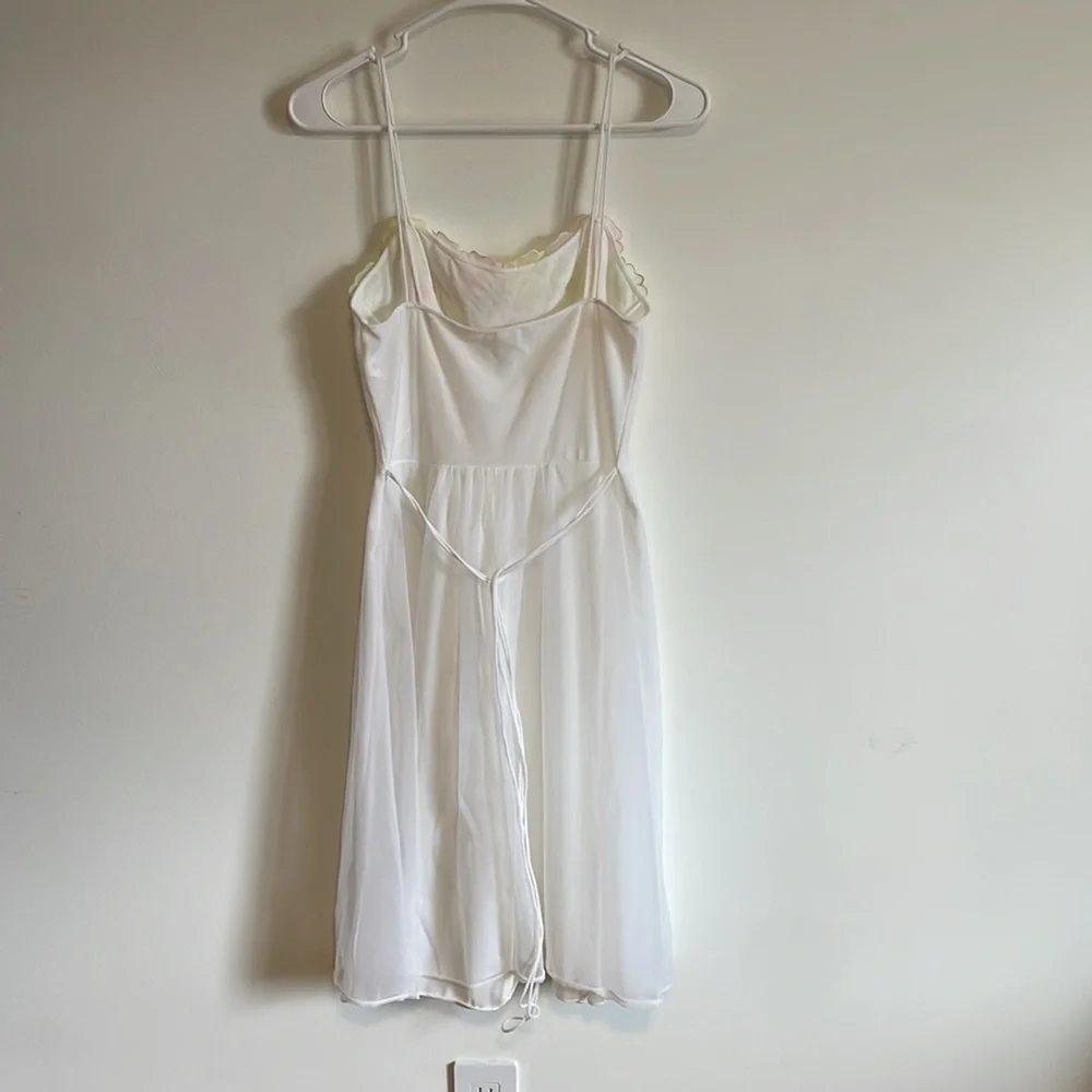 Warner’s Chemise Nightie SM White Romantic Appliqué VTG Slip Floral Chiffon - Picture 7 of 15